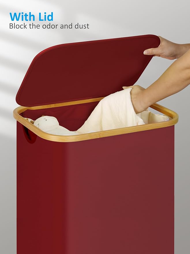 efluky Laundry Basket with Wheels, Tall Rolling Laundry Hamper with Lid and - Image 4