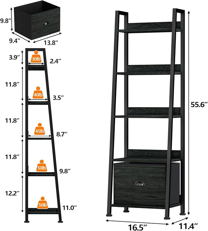 Furologee Ladder Shelf, 5 Tier Bookshelf - Image 3