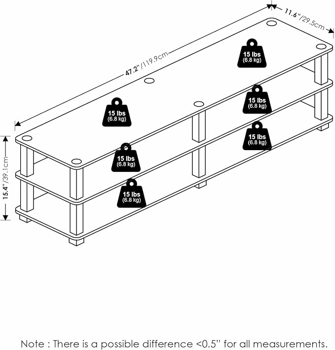 Furinno TURN-S-TUBE Shoe Rack, 3-Tier Wide Shoe Organizer, Open Shelf - Image 3