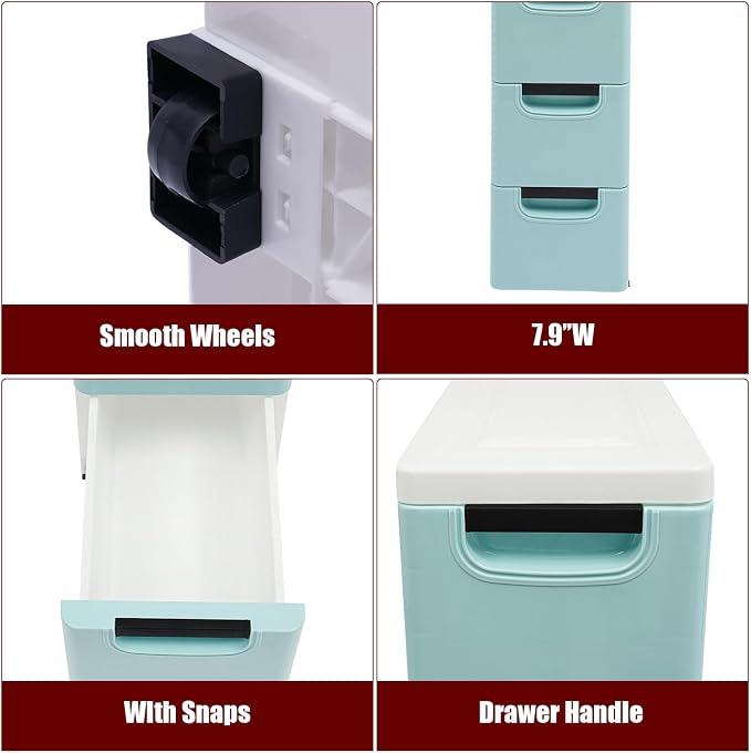 6 Drawers Narrow Slim Plastic Storage Cabinet, Storage Drawer - Image 4