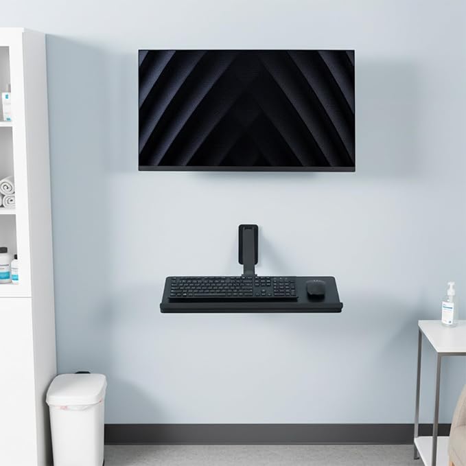 VIVO Sit-Stand 24 Inch Pneumatic Spring Keyboard and Mouse Tray Wall Mount - Image 2