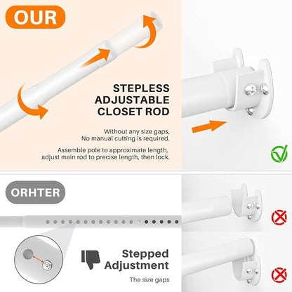 SUTINE Closet Rod, Closet Rods for Hanging Clothes, 17 to 37 inch Adjustable - Image 4