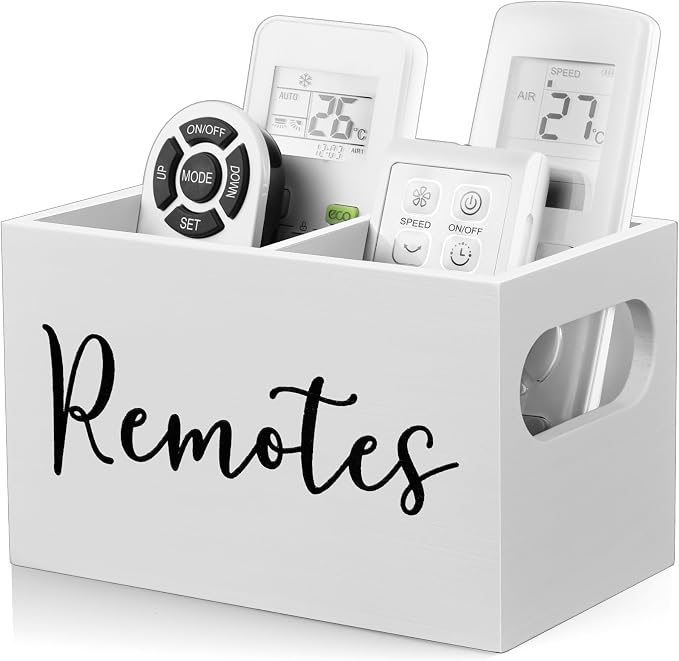 DRASTAR Remote Control Holder, Wood TV Remote Holder, Remote Storage Caddy by EnhanceYourDailyLife