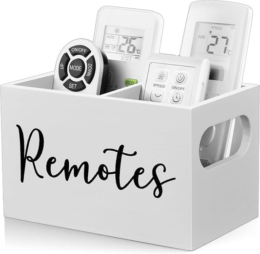 DRASTAR Remote Control Holder, Wood TV Remote Holder, Remote Storage Caddy by EnhanceYourDailyLife