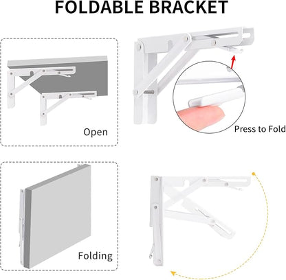 YUMORE Folding Shelf Brackets, 8 Inch Heavy Duty Collapsible Shelf Bracket - Image 4