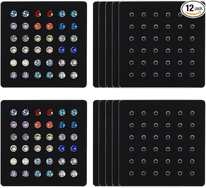 OLYCRAFT 12Pcs Acrylic Earring Display Cards 36 Holes Black Earring Organizer by OLYCRAFT