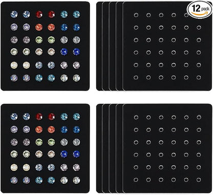 OLYCRAFT 12Pcs Acrylic Earring Display Cards 36 Holes Black Earring Organizer by OLYCRAFT