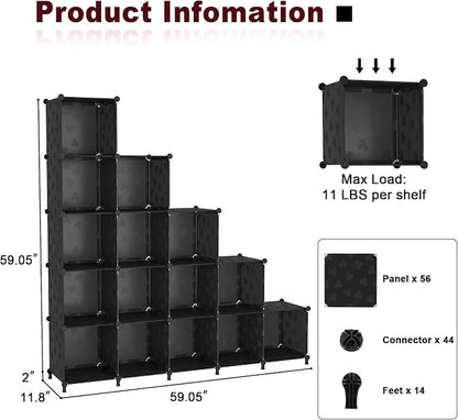 UNKU Cube Storage Organizer, 16 Cube Closet Organizer Storage Shelves, DIY - Image 3