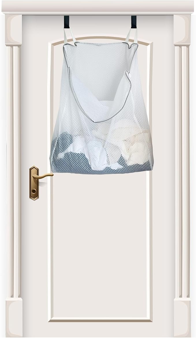 Hanging Washable Laundry Hamper | Over Door Mesh Laundry Bag by SECOPIN