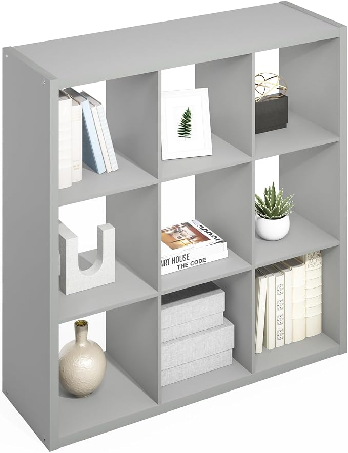 Furinno Simple Cube Storage Organizer, 9-Cube Display Shelf, Open Back Shelving by Furinno-FitsYourSpaceFitsYourBudget