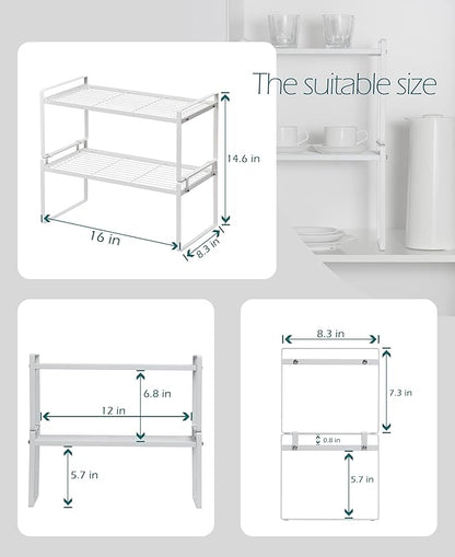 2Pack Cabinet Shelf Organizer Storage Rack Space Saving - Image 3