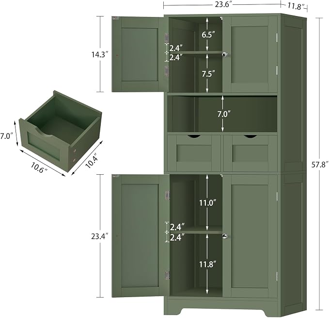 Iwell 58" H Tall Bathroom Storage Cabinet - Image 3