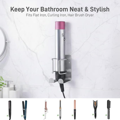 Curling Iron Holder, Stainless Steel Flat Iron Holder Wall Mount, Hair - Image 2