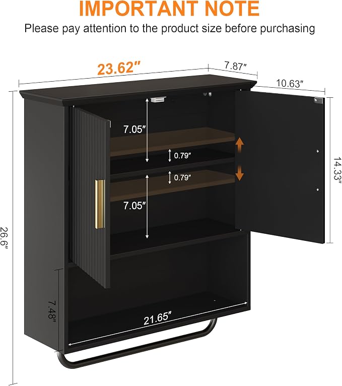 Wall Mounted Cabinet with Towel Bar & Shelves - Image 2
