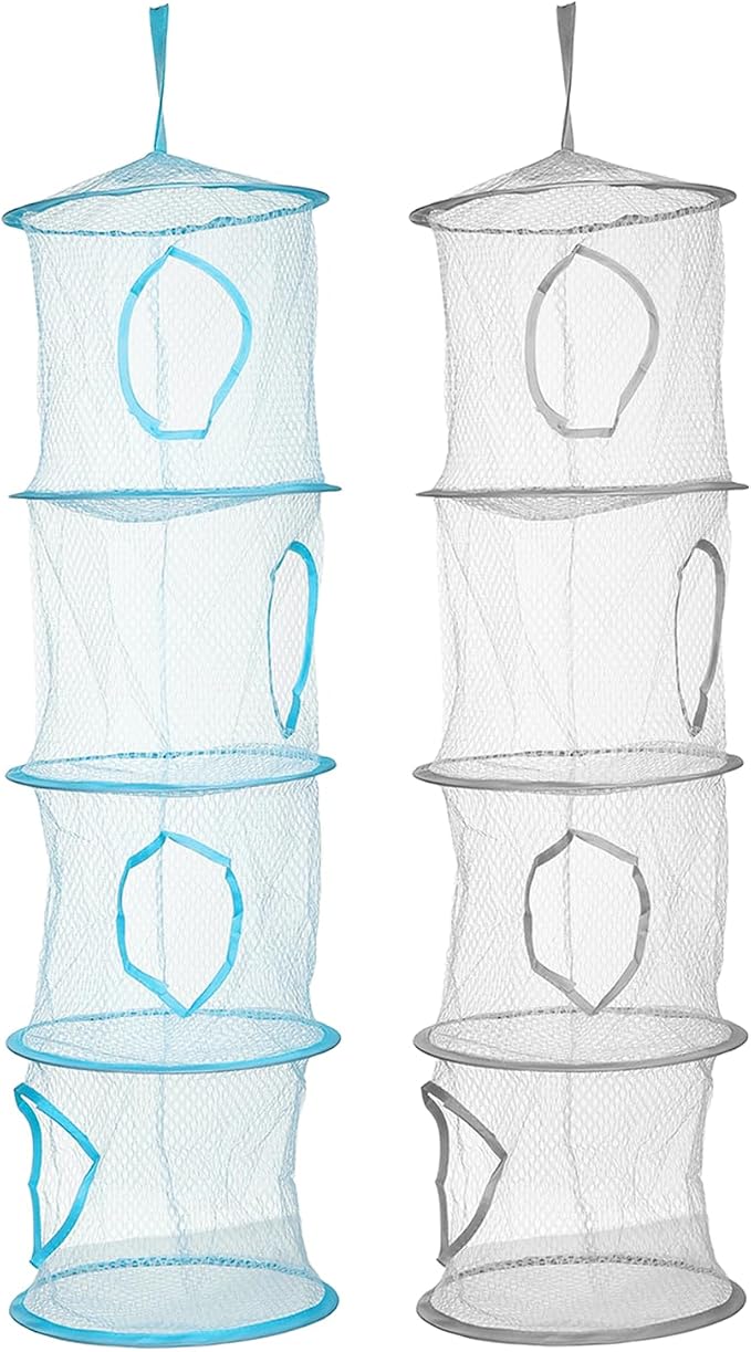 uxcell 2Pcs Mesh Hanging Storage Basket, Light Blue by uxcell