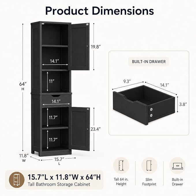 Walsunny Tall Bathroom Storage Cabinet - Image 2