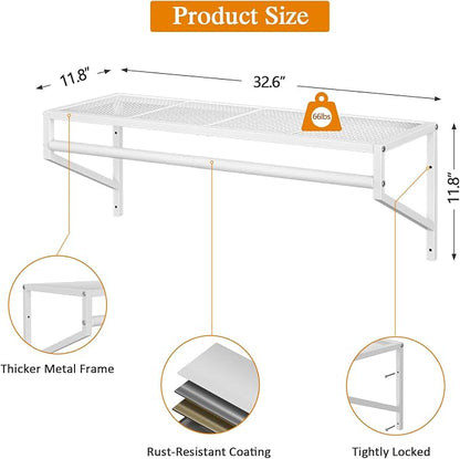 ThreeHio 3 Pack Closet Shelves Wall Mounted, 2.7 ft x 11.8in Wire Closet Shelf - Image 3