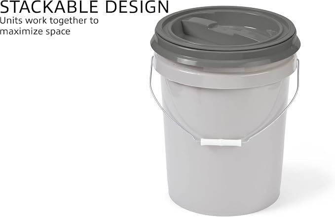 Mighty Tuff 5 Gallon / 21 Pound Pet Food Storage Container, Light Grey Base & - Image 7