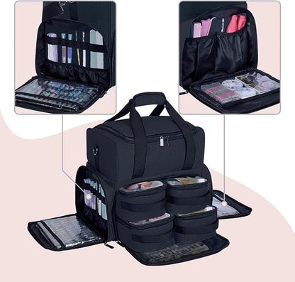 Large Cosmetic Bag with 4 Removable Case and 2 Removable Dividers Double Layer - Image 5