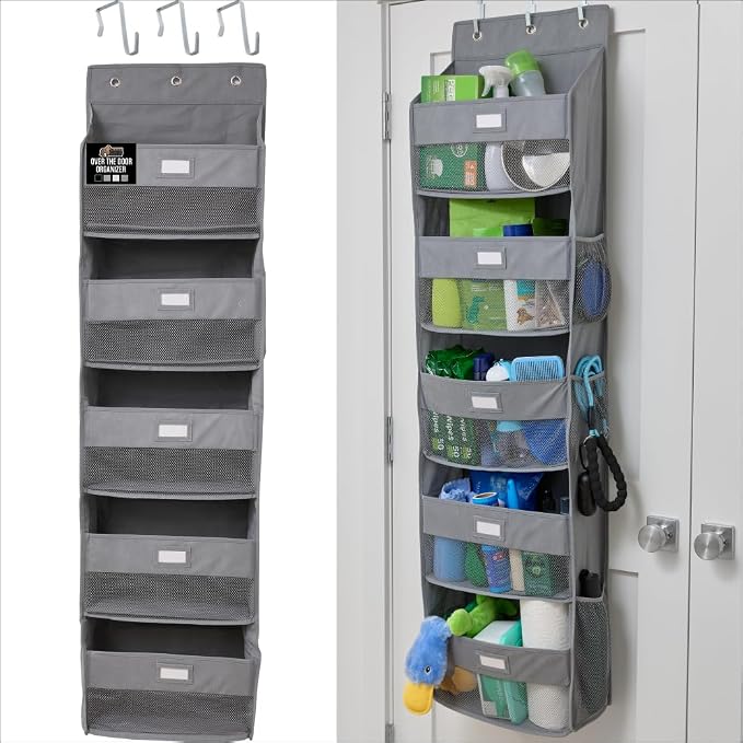 GORILLA GRIP Over The Door Organizer Storage, 5 Deep Hanging Shelves, Holds by Unknown