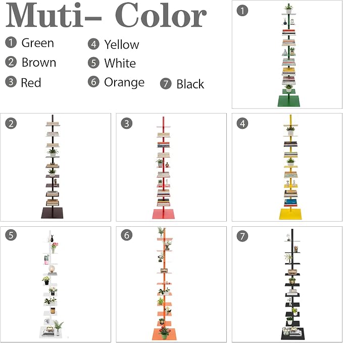 9 Tier Metal Spine Bookshelf Tower, Adjustable Vertical Tower - Image 7