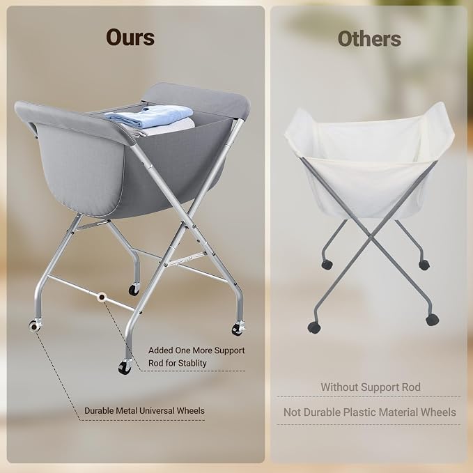 ELYKEN Laundry Cart with Wheels, 33”H Easy Rolling Laundry Hamper with - Image 9