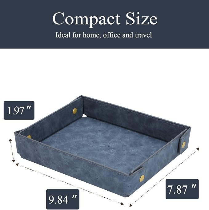 CASIRENA Father's Day Gifts Faux Leather Valet Tray Organizer - Image 4