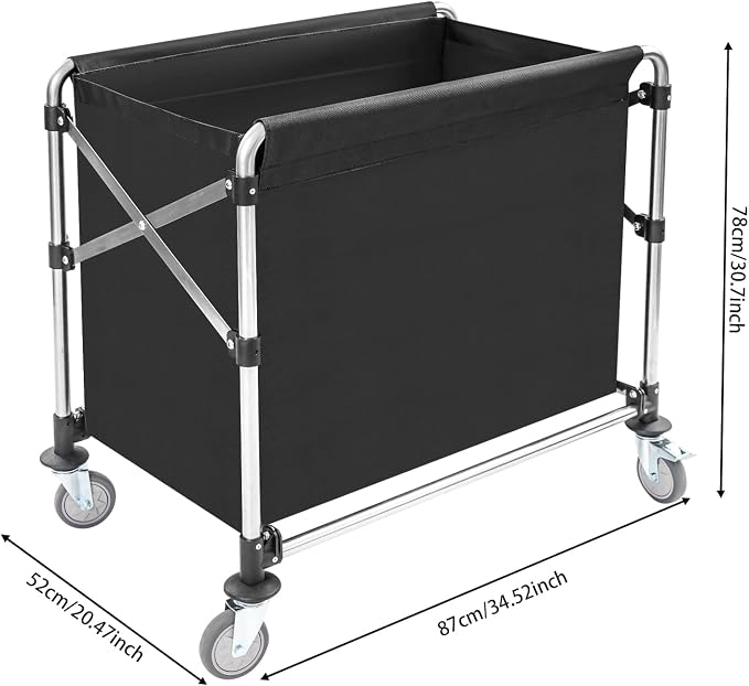 Commercial Laundry Cart with Wheels, Folding Laundry Hamper Cart, Heavy Duty - Image 2