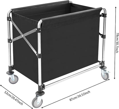 Commercial Laundry Cart with Wheels, Folding Laundry Hamper Cart, Heavy Duty - Image 2