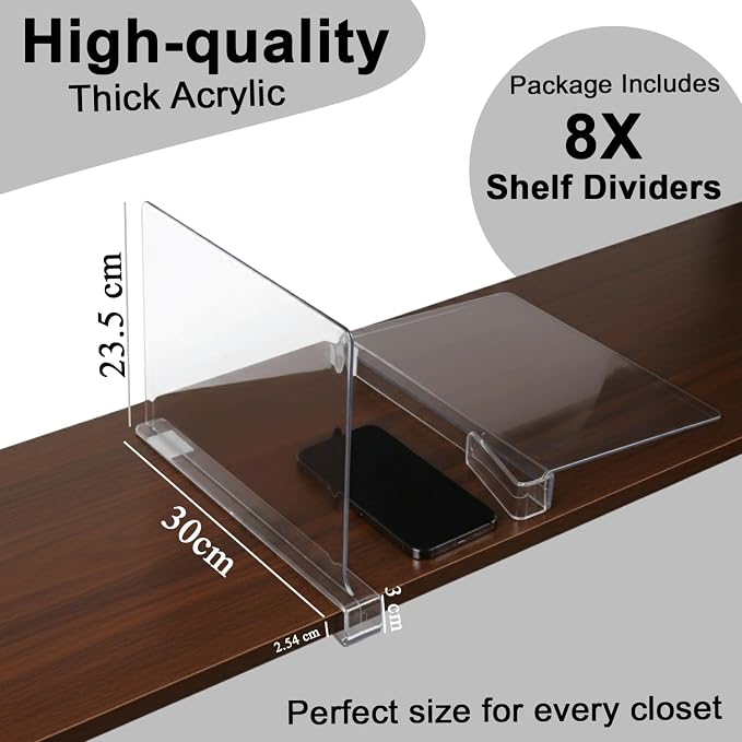 HIGH & SKY 8 Pack Acrylic Shelf Dividers - Image 2