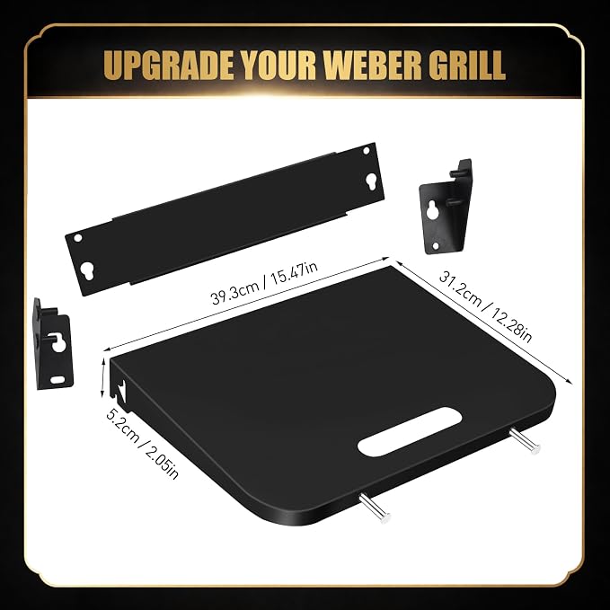 QuliMetal Foldable Side Shelf for Weber Searwood 600/600XL and Smoque/Smoque XL - Image 2