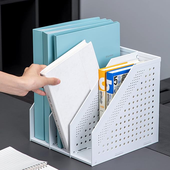SAYEEC 2Pcs Collapsible Plastic Magazine File Holder Vertical Binder Storage - Image 7