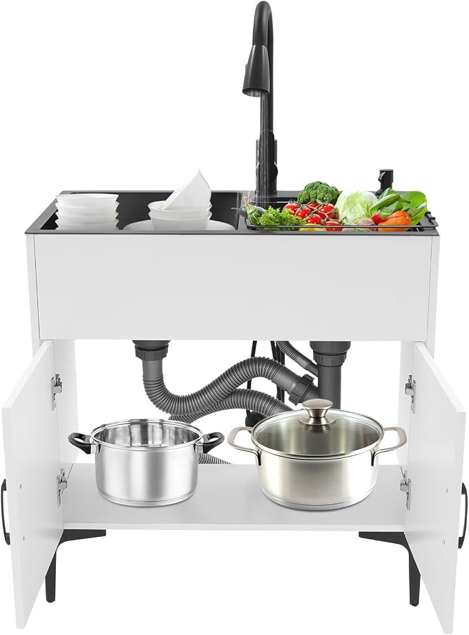 Laundry Sink Cabinet with Stainless Steel Sink and Pull-Out Faucet, Large - Image 3