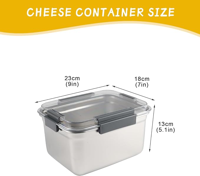 Cheese Container for Refrigerator, Cheese Stainless Steel Container - Image 7