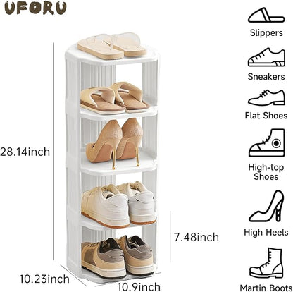 UFORU Small Shoe Rack, 5 Tier Plastic Vertical Shoe Rack - Image 3