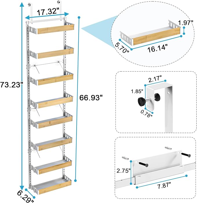 bukfen Over the Door Pantry Organizer 8-Tier Adjustable Basket Kitchen Pantry - Image 3