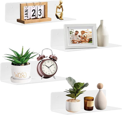 9 Inch Acrylic Floating Shelf No Drill Adhesive Wall Shelf Set of 4 by LUIUM