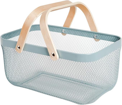 Metal Mesh Steel Harvest Basket, Rectangle Wire Garden Basket by SANHSEHOME