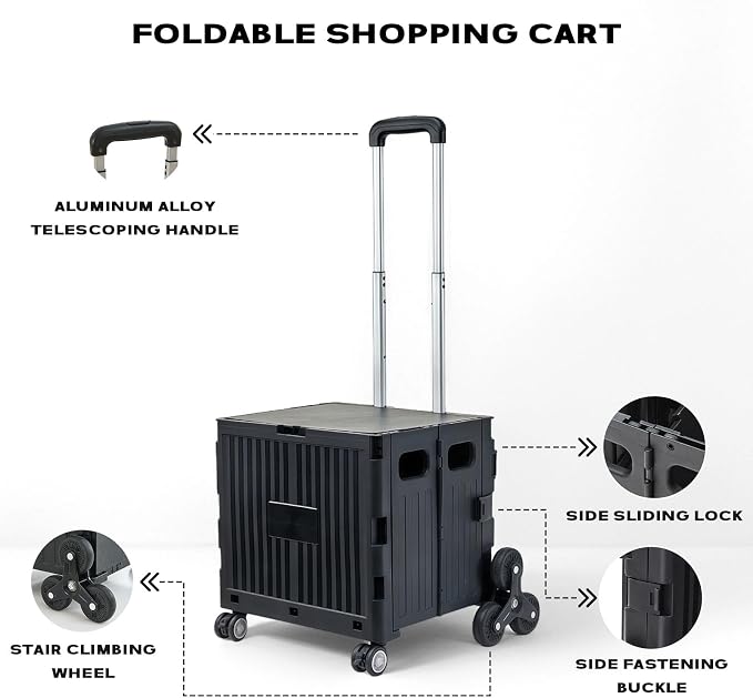 Utility Cart Foldable Shopping Cart Book Storage Cart, - Image 7