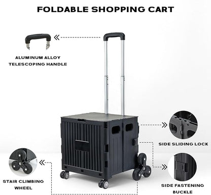 Utility Cart Foldable Shopping Cart Book Storage Cart, - Image 7