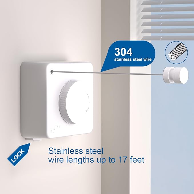 Suntree Retractable Clothesline in White - Image 6