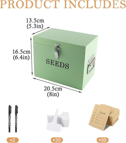 Seed Storage Organizer with 2 Dividers, Wooden Seed Saving Box with Lid - Image 7