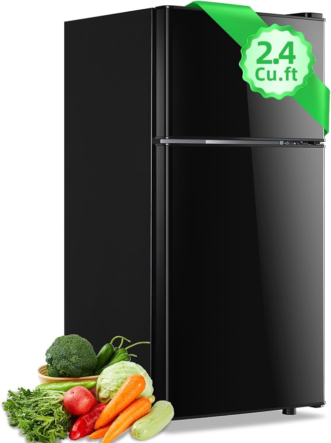 2.4 Cu.ft Mini Fridge with Top Freezer Apartment Size Dual Door Compact by DEMULLER