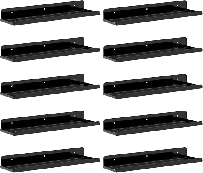 Lifewit Floating Shelves for Wall, 10 Pack Black Acrylic Shelf 15" Room Decor by Lifewit