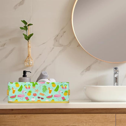 Summer Flamingo Fruits Bathroom Storage Basket, Foldable - Image 6