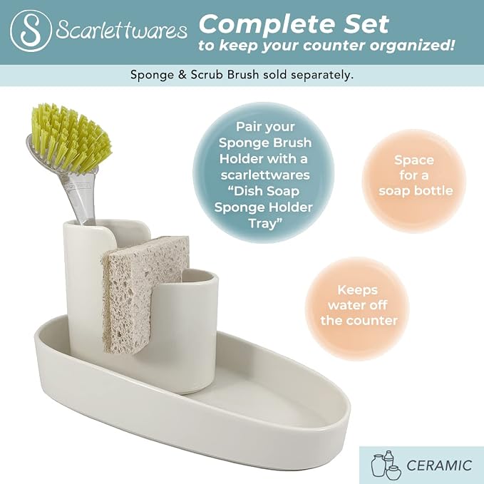 Kitchen Caddy Sponge Scrub Brush Holder and Soap Dish Tray Kitchen Caddy - Image 2