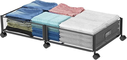 Under Bed Storage on Wheels, Upgraded 31.5 inch Large Rolling Under Bed Storage by NONKKY