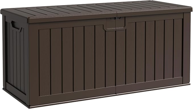 Flamaker 250 Gallon Resin Deck Box, XXL Waterproof Storage Box by Flamaker