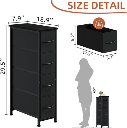 Somdot Narrow Dresser for Bedroom, 4 Drawer Storage Cabinet, Storage Organizer - Image 3