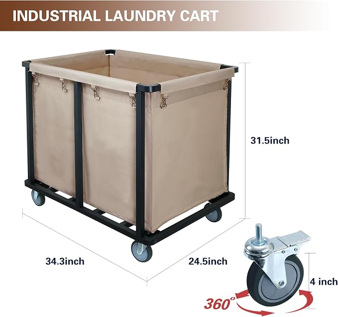Commercial Laundry Cart with Wheels, 400L Large Laundry Cart | 600 lbs - Image 3